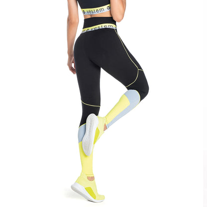 Legging Fuso Encinitas Black With Neon Yellow - Vestem - WaveFit