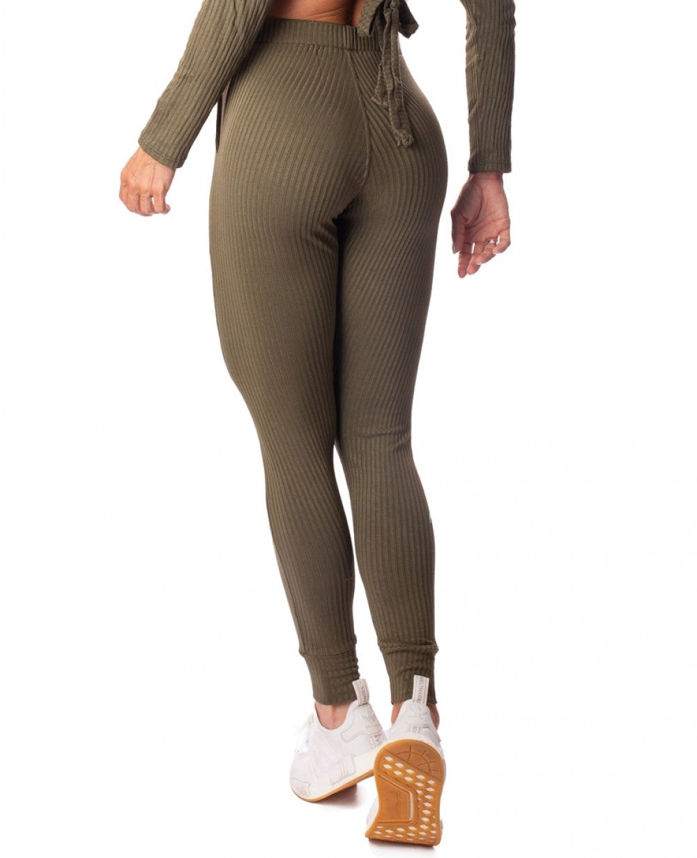 Jogger Pants Bolero Fluted Fluid Army Green - Let's Gym - WaveFit