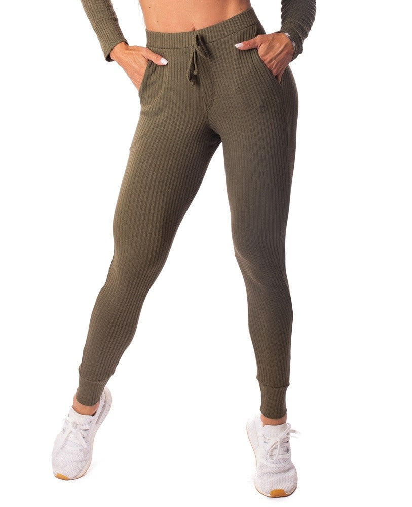 Jogger Pants Bolero Fluted Fluid Army Green - Let's Gym - WaveFit