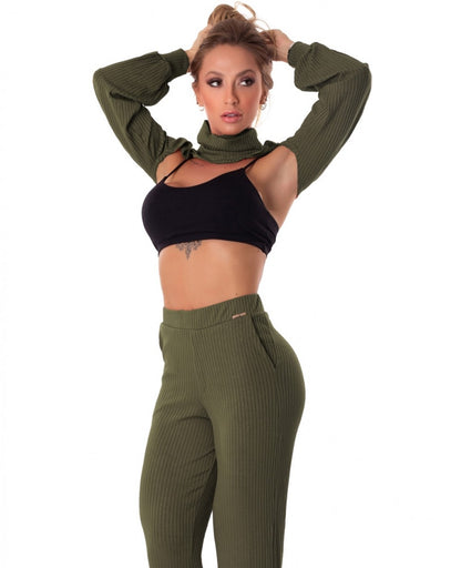 Cropped with Collar Rib Senses Green - Let's Gym - WaveFit