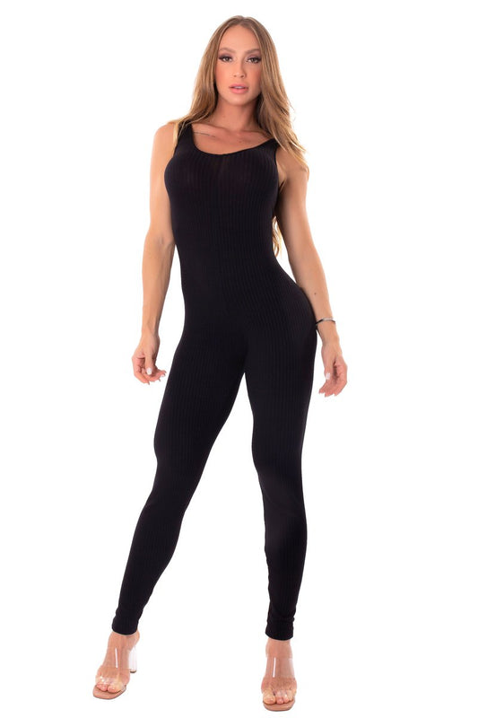 Jumpsuit Ribbed Senses Black - Let's Gym - WaveFit