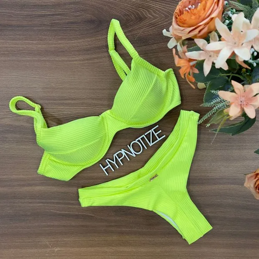 Bikini Catiele Ribbed Lurex Electric