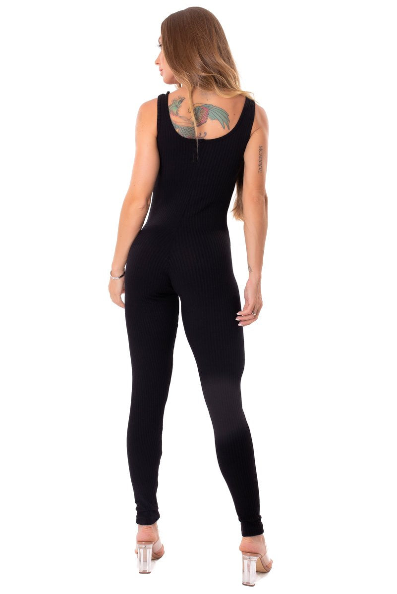 Jumpsuit Ribbed Senses Black - Let's Gym - WaveFit