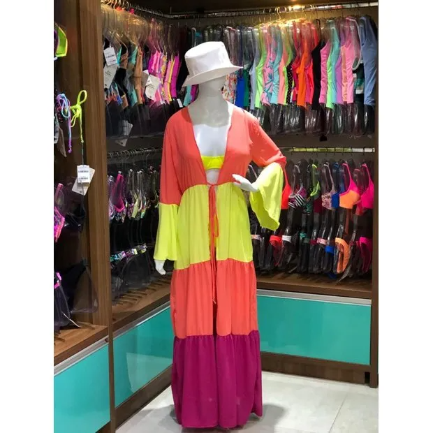 Beach Robe Fabiola Orange-Yellow-Pink