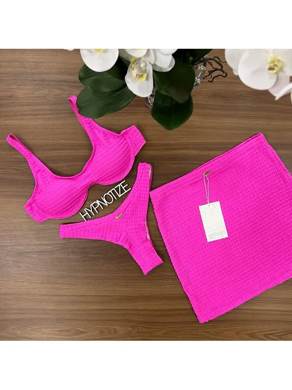 Bikini Karine Lastex Pink - Hypnotize Fashion Beach